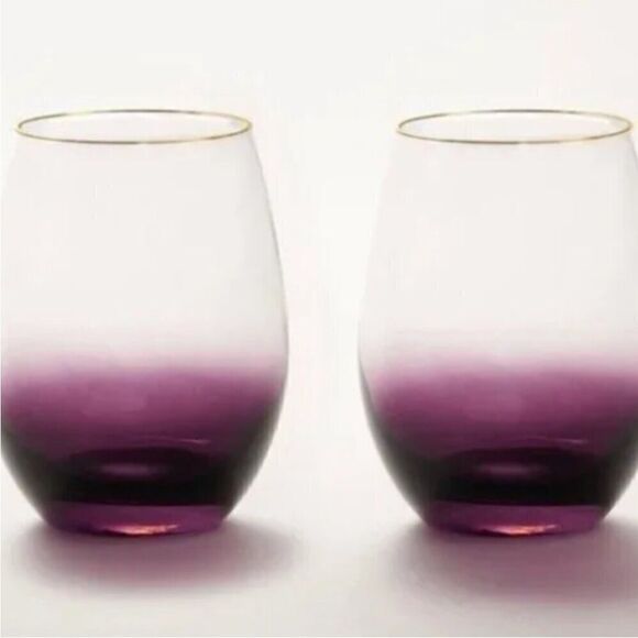 ANNA New York Amethyst Purple Ombre Wine Glasses - Stemless Two Glasses - Picture 2 of 13